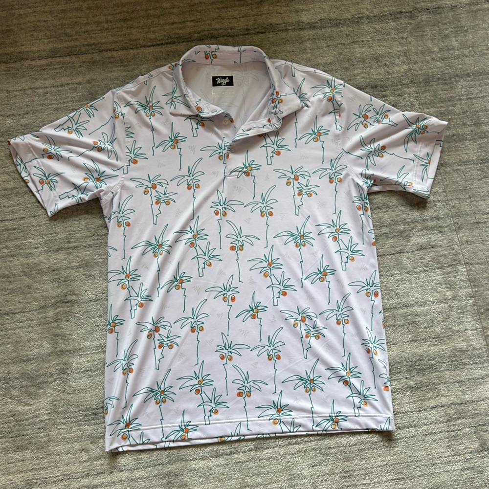 Waggle White Golf Tee - Palm Tree Lining